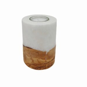 Edler Crystal Kerzenrohling mit Holzeinlage  8 x 10 cm