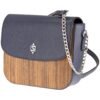 Echtholz Leder Handtasche Laura aus Amazaque und Saffiano-Leder Farbe: marineblau