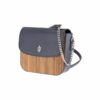 Handtasche Laura aus Echtholz Amazaque und Saffiano-Leder marineblau
