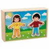Anziehpuppenpuzzle Junge und Mädchen im Holzkasten