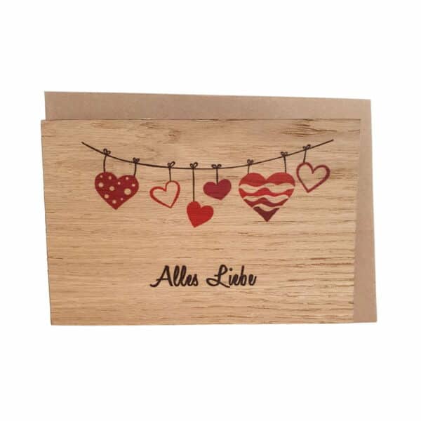 Holzgrußkarte Alles Liebe