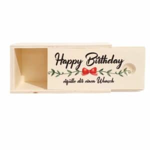 Holzbox mit Schiebedeckel für kleine Geschenke - Happy Birthday