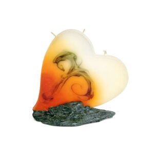 Herz Kerze orange/creme