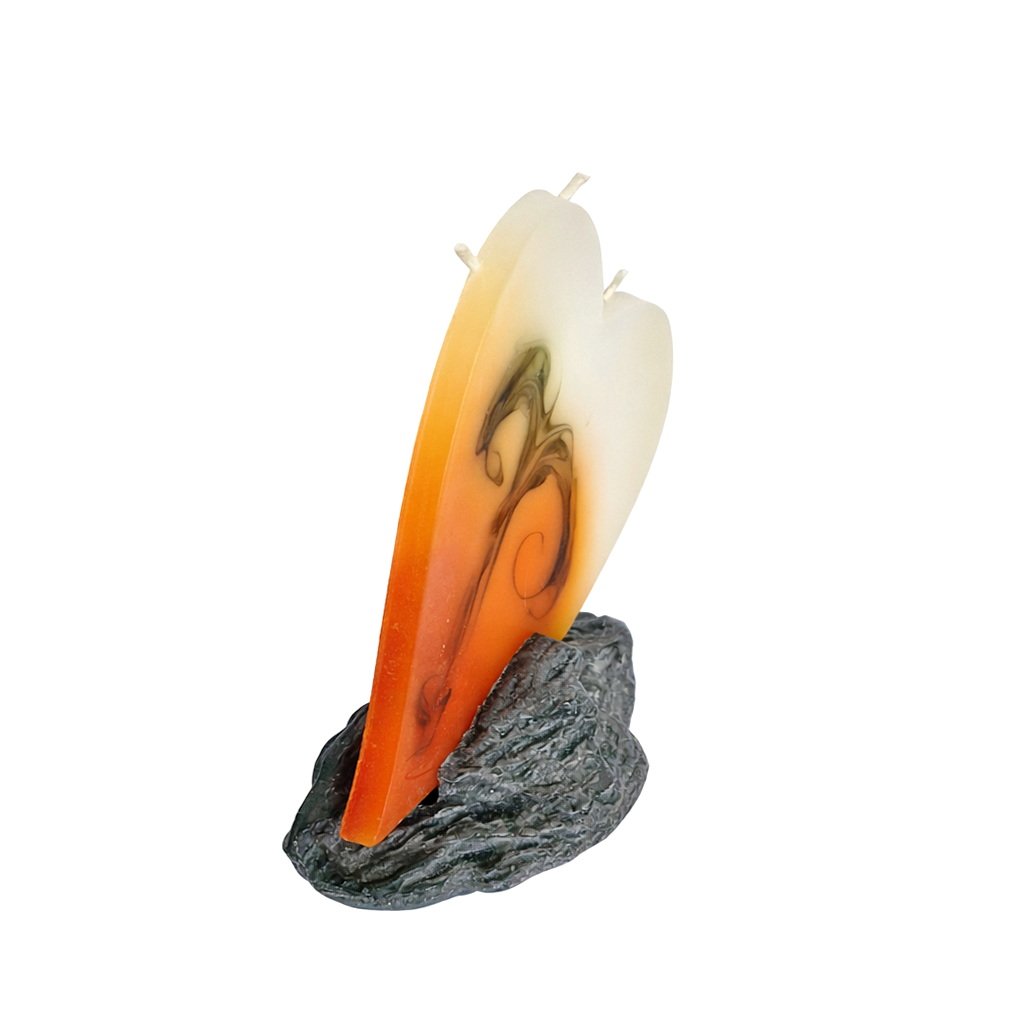Kerze Herz orange/creme