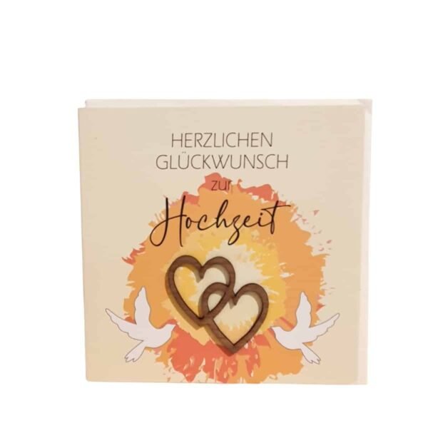 Grußkarte mit Holzsticker Hochzeit