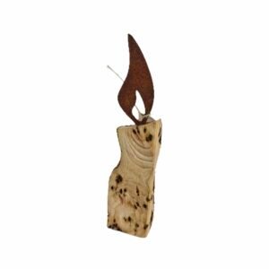 Holzstamm Kerze 24 cm mit Rostflamme