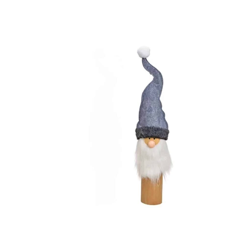 Weihnachtsmann aus Filz grau und Holz