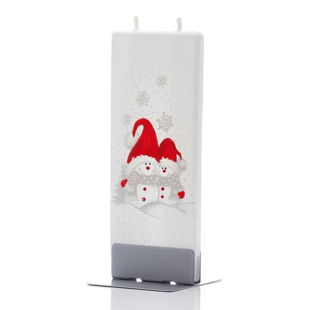 Kerze Schneemänner mit roter Mütze