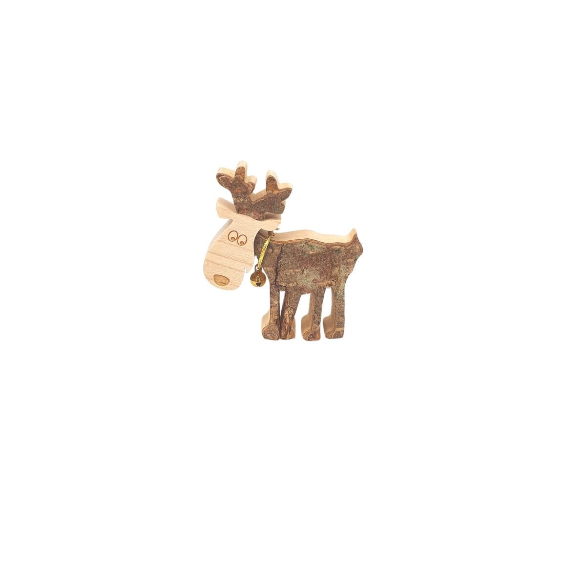 Rentier aus Holz mit Glöckchen