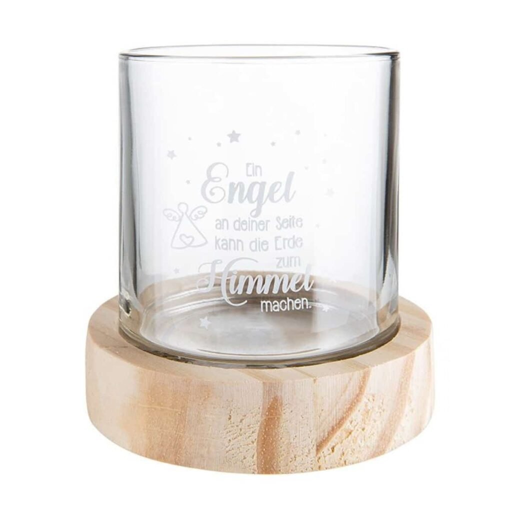 Glas Windlicht ein Engel