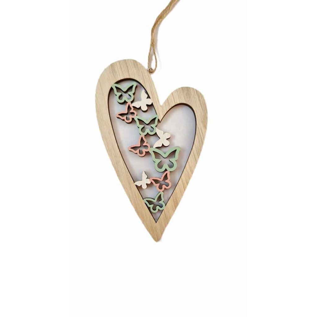 Holz- Herz 16 cm mit Schmetterlingen