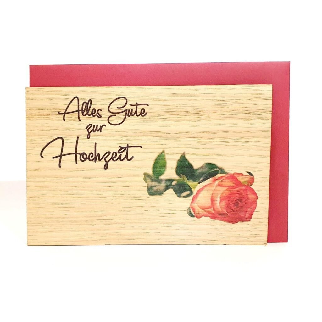 Holzgrußkarte Alles Gute zur Hochzeit