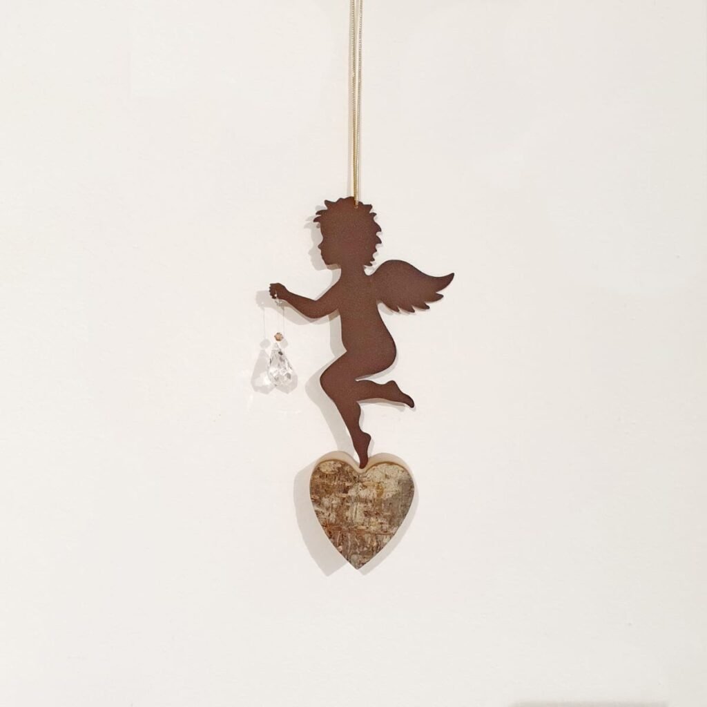 Engel auf Herz mit Swarovskistein