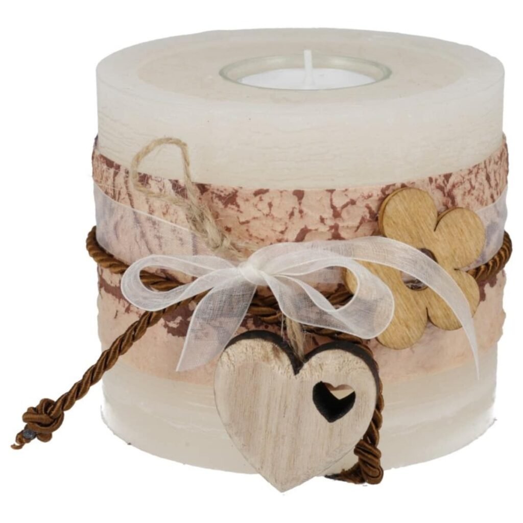 Stumpenkerze rustik mit Teelicht 105 x 100 mm