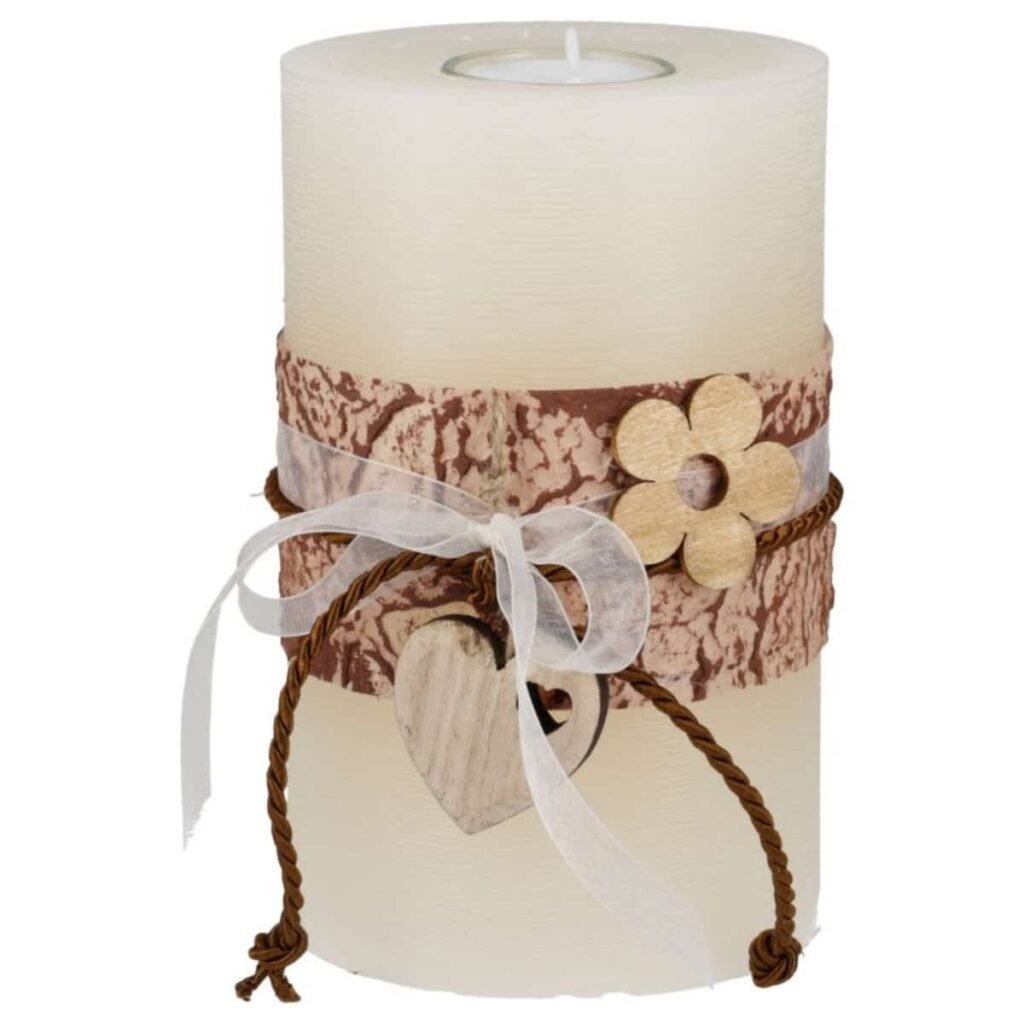 Stumpenkerze rustik mit Teelicht 105 x 175 mm