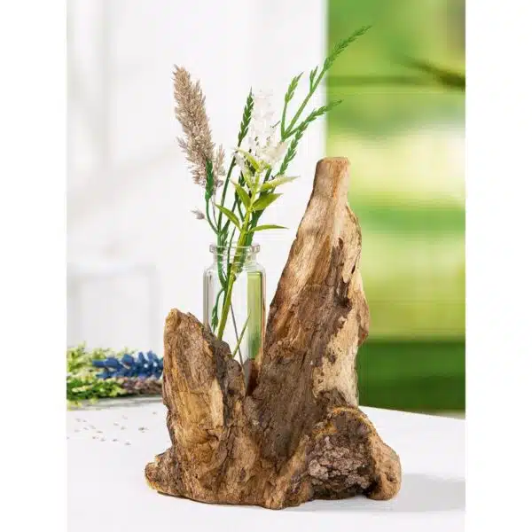 Treibholz mit Reagenzglas-Vase – Bild 2