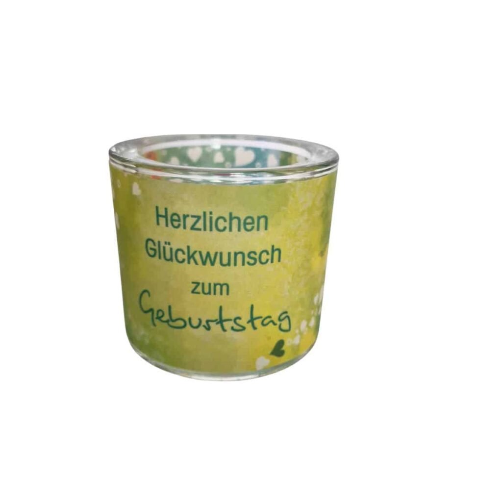 Windlicht aus Glas zum Geburtstag