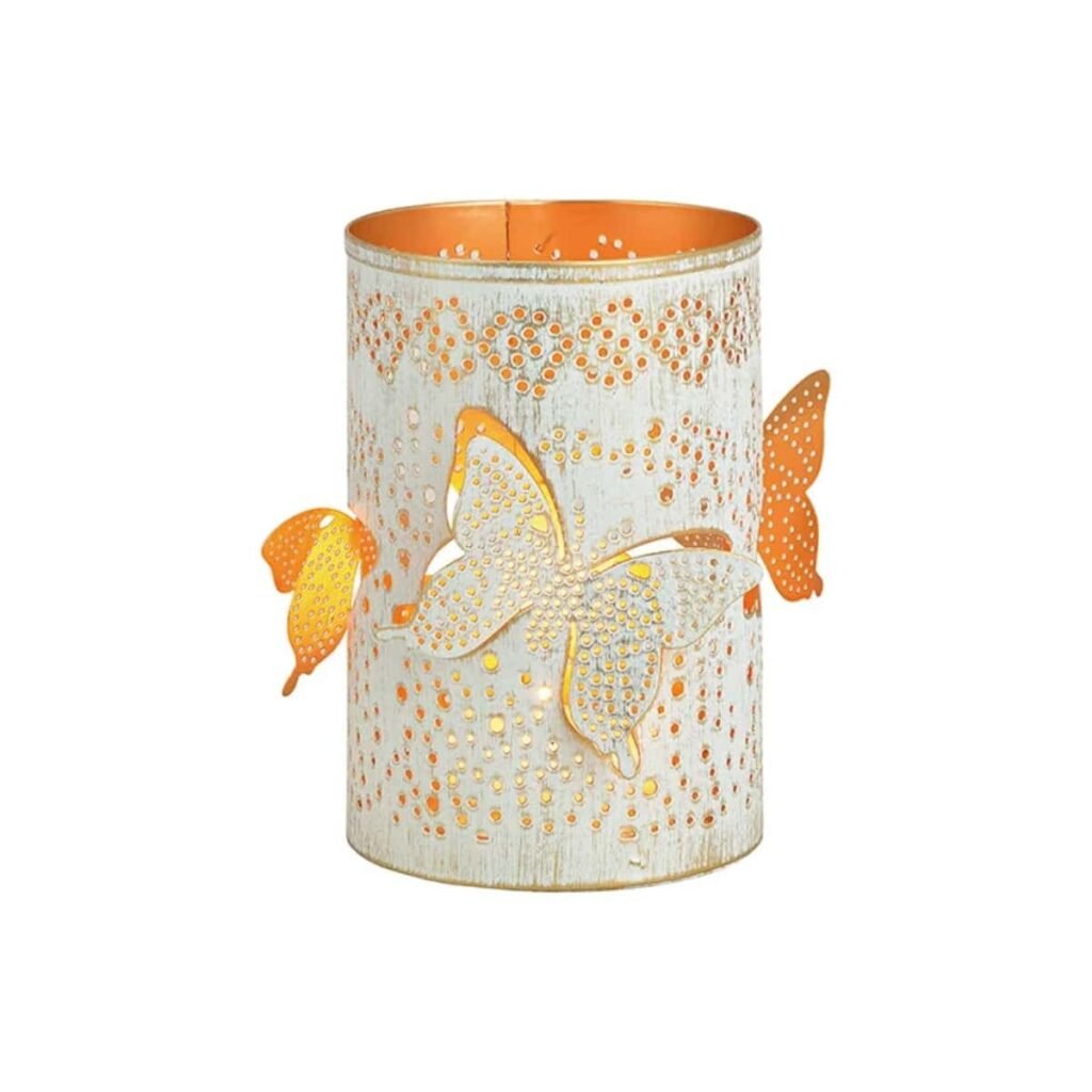 Windlicht Schmetterling Dekor aus Metall