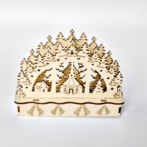 Winterszene Kirche mit LED aus Holz