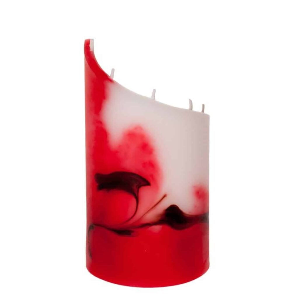 Zylinder Kerze klein rotbraunweiß