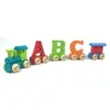 a toy train with letters