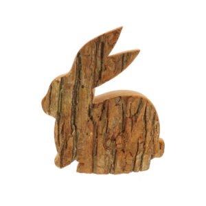 Hase mit Rinde aus Holz 18 cm