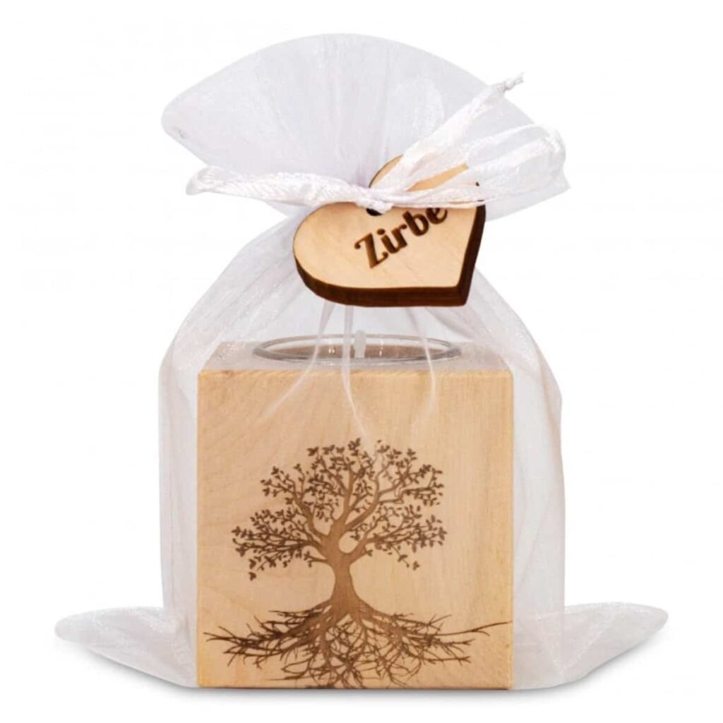 Teelichthalter aus Zirbenholz Baum