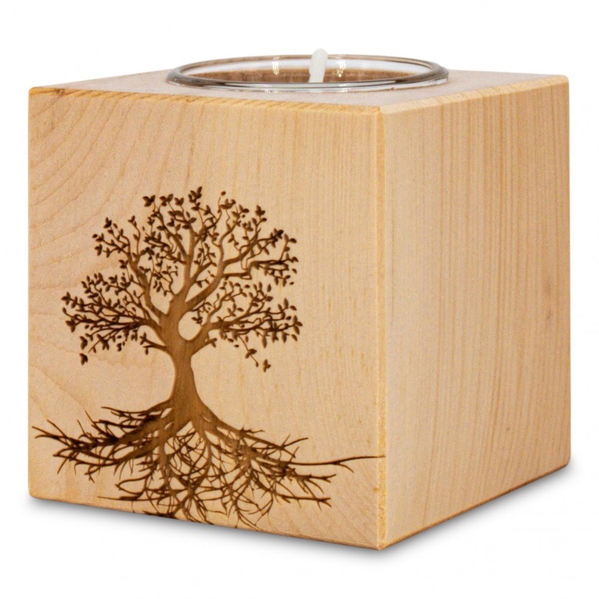 Teelichthalter aus Zirbenholz Baum