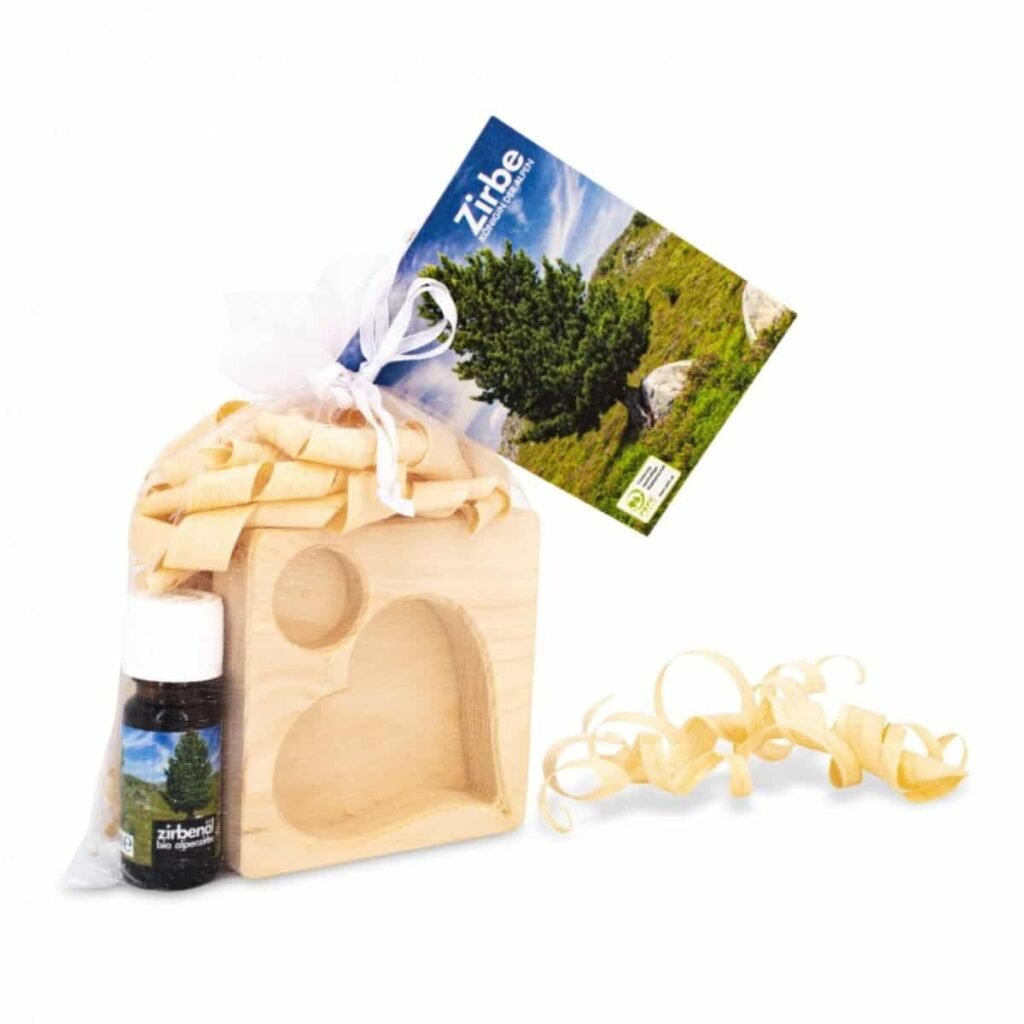 Zirbenduftset Herz quadratisch