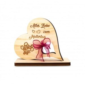 Zirbenherz mit Schleife Zum Muttertag