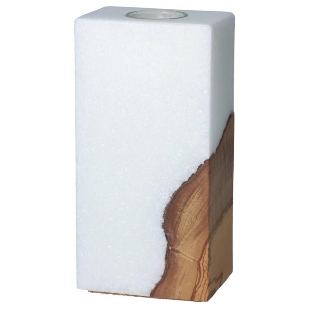 Edler Crystal Kerzenrohling mit Holzeinlage 20 x 7 cm