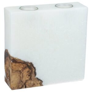 Edler Crystal Kerzenrohling mit Holzeinlage eckig groß