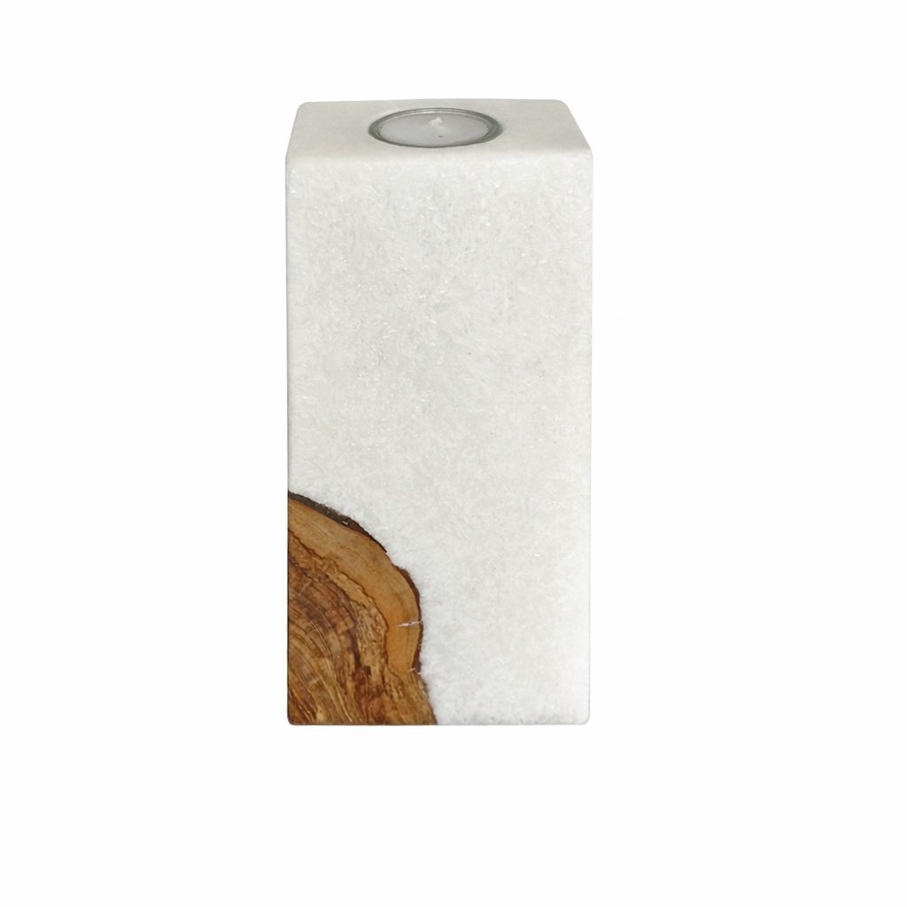 Edler Crystal Kerzenrohling mit Holzeinlage 20 x 7 cm